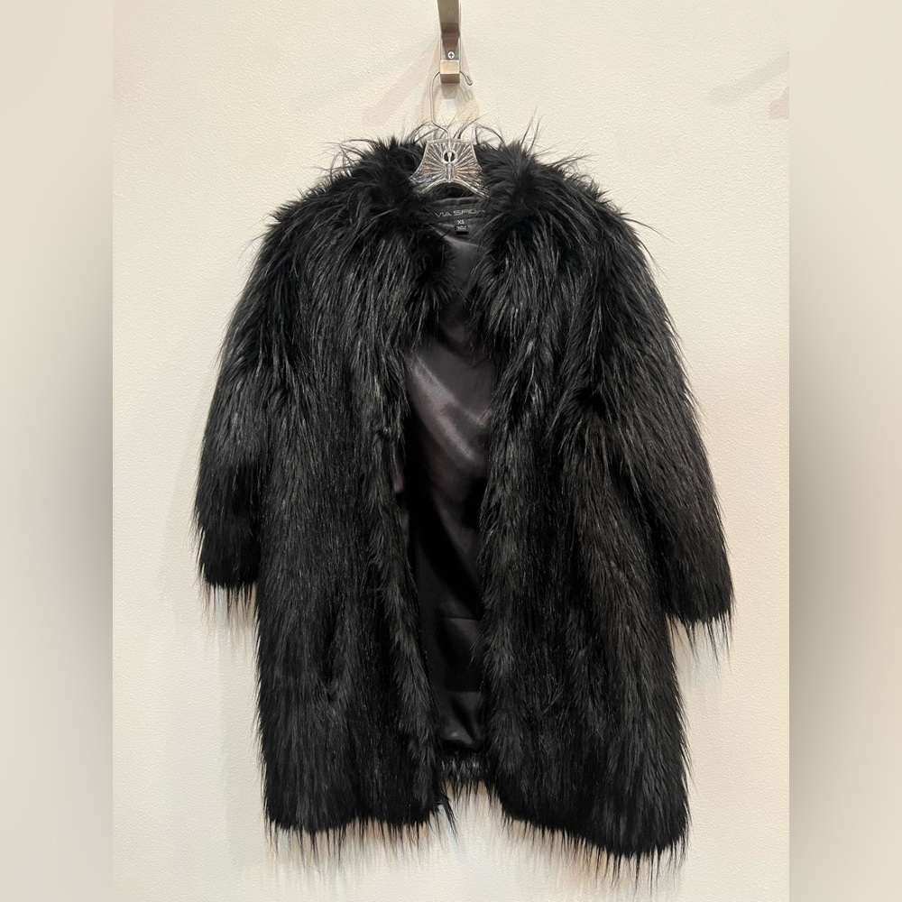 Black Faux Fur Coat by Via Spiga, XS
